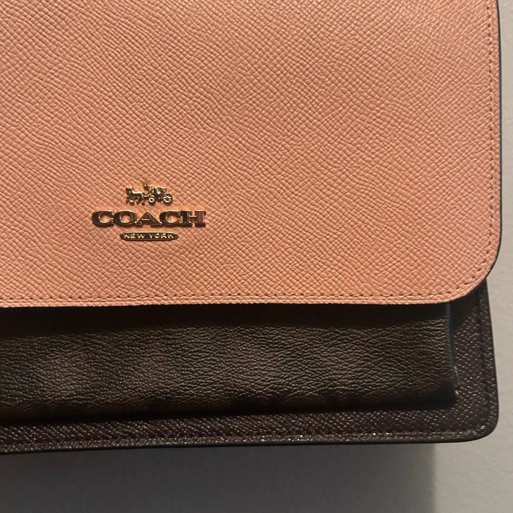 Coach Klare Crossbody Bag Womens Medium Pink Brown Snakeskin Colorblock C7589
